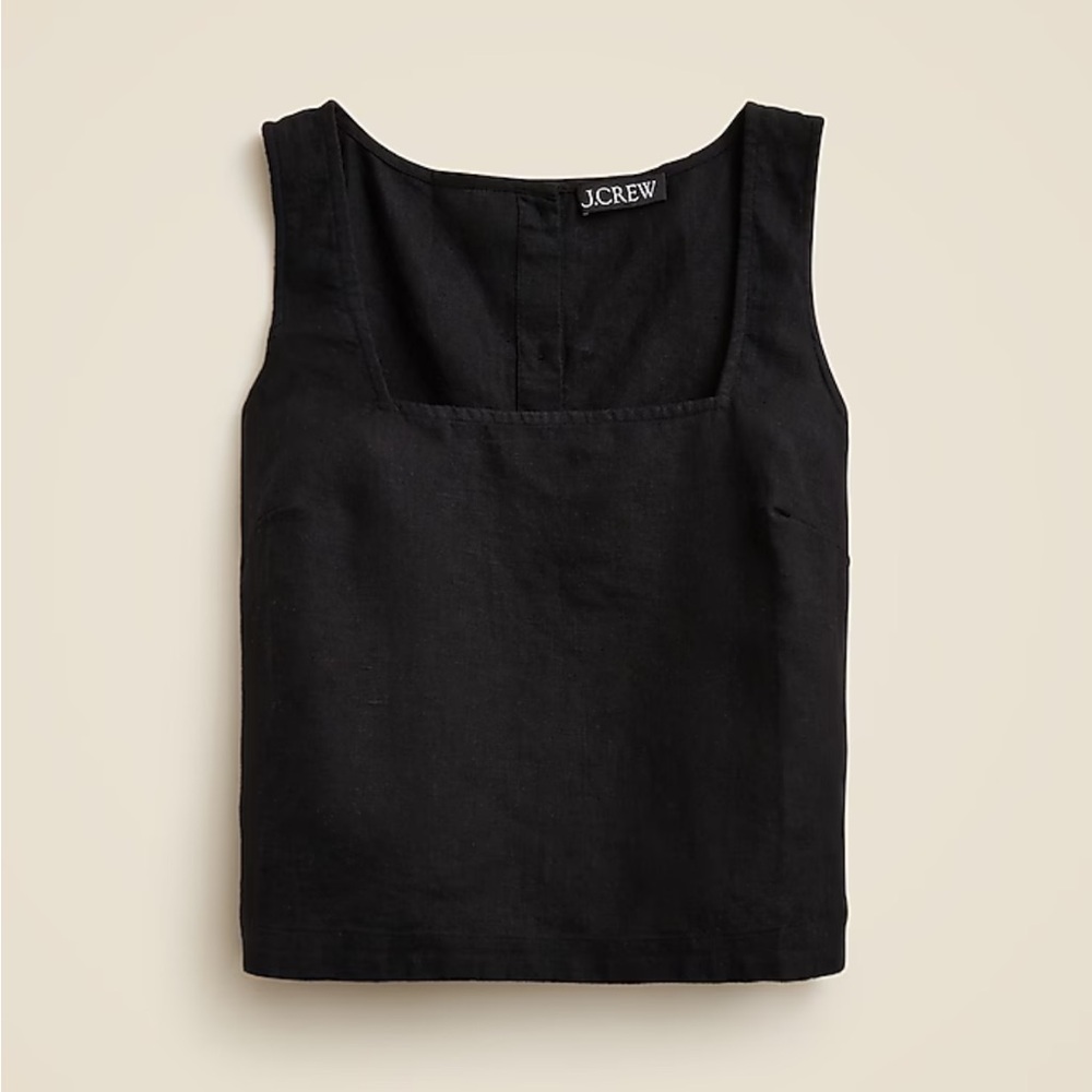 NWT JCrew Squareneck linen button-back top. XXS.